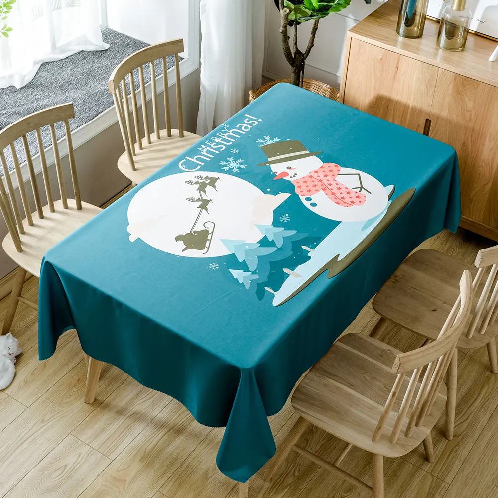 Скатерть для стола из водонепроницаемой ткани со снежинками Рождественская елка