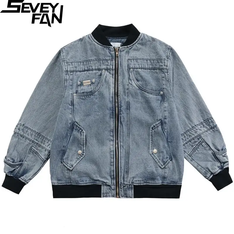 

Мужская джинсовая куртка на молнии, с карманами