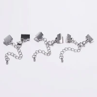 5pcslot stainless steel textured end caps crimp clasps lobster clasps extension chain leather cord connector for jewelry making