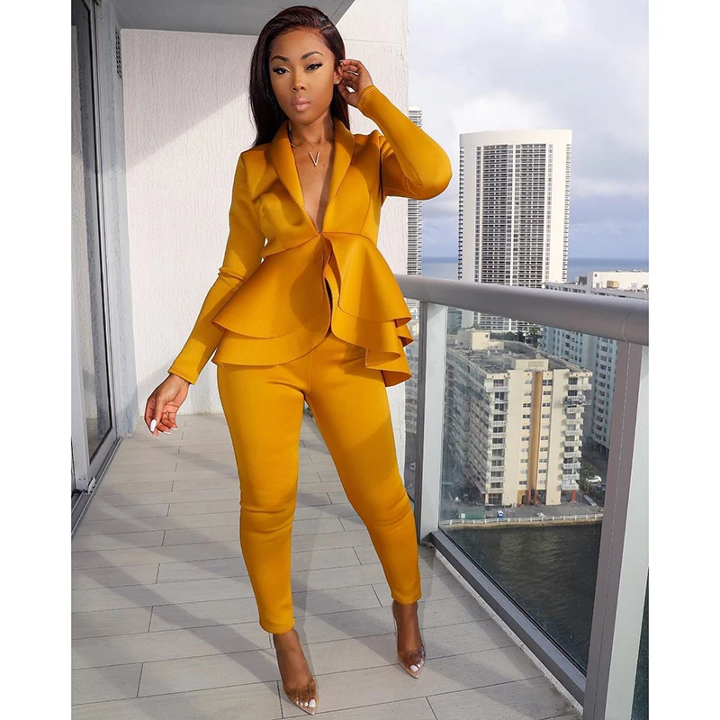 

Women Sexy V Neck Tops and Skinny Pants Set 2 Two Piece Set Elegant Office Ladies Workwear Outfits Casual Tracksuit