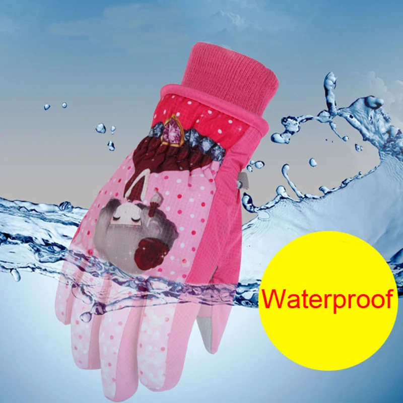 Детские зимние теплые лыжные перчатки для снегохода водонепроницаемые девочек