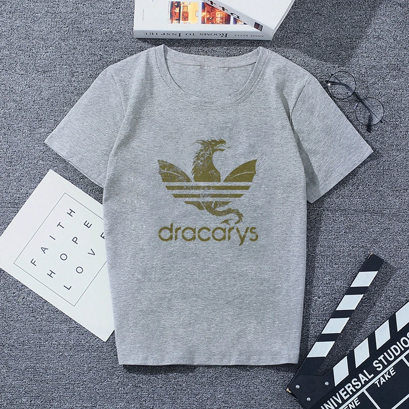 Новинка Dracarys «Игры престолов» Женская футболка женская летняя футболка с принтом дракона серые повседневные уличные модные футболки - Цвет: 2553