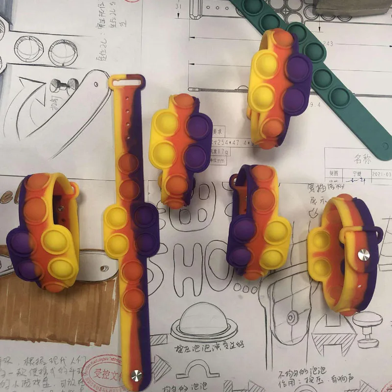 

Bracelet Pop It Fidget Toy Push Bubble Simple Dimple Stress Relief Finger Press Silicone Wristband Kid Adult Decompression Toys