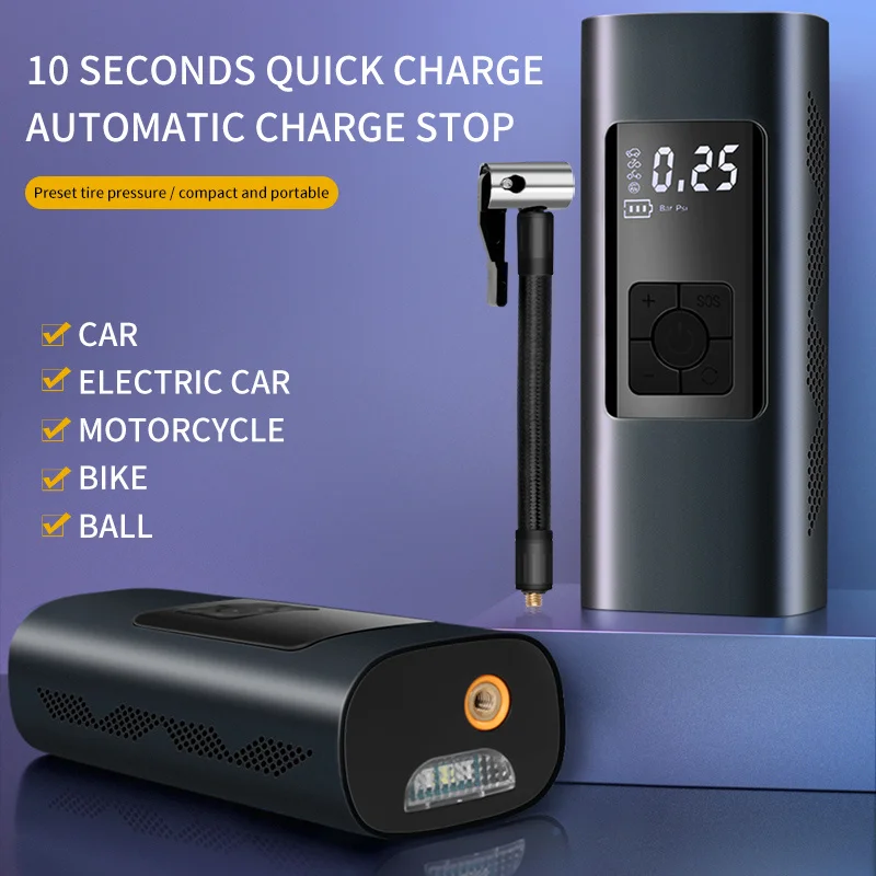 

Car Air Compressor Electrical Air Pump 6000mA Tire Inflator Portable Compressor Digital Car Tyre Pump LED Lamp for Bicycle Tire