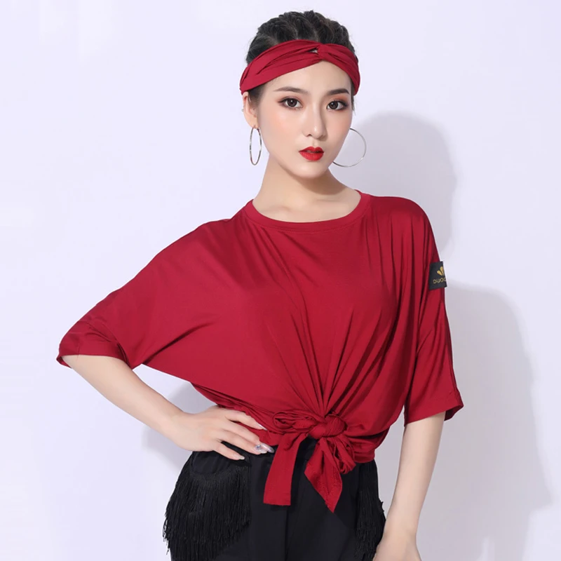 Женский топ для латиноамериканских танцев свободные рубашки с короткими