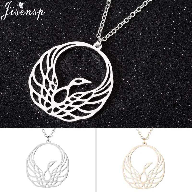 Ожерелья Jisensp из нержавеющей стали с Фениксом золотистые и Серебристые ожерелья