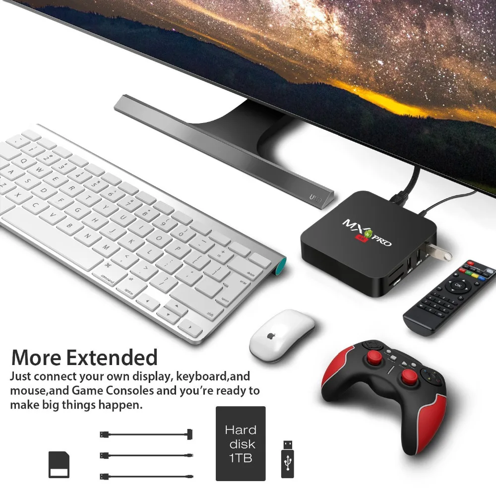MX Pro Smart 4K tv Box Android 7,1 RK3229 четырехъядерный 2,4 ГГц WiFi HD2.0 H.265 3D медиаплеер 2G 16G