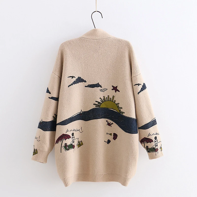 Spring Woman Sweater Knitting 2019 New Japanese Mori Girl V-neck Jacquard Cardigan Winter |