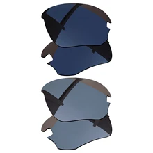 Alphax 2 Pairs Pitch Black & Sliver Grey Polarized Replacement Lenses for-Oakley Flak Draft OO9364 Frame
