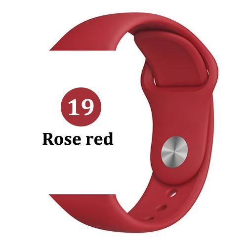 19-Rose red Ремешок для apple watch band 4 3 correa iwatch band 42 мм/38 мм 44 мм/40 мм 2 спортивный силиконовый браслет pulseira apple watch аксессуары - Цвет ремешка: 19-Rose red