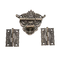 2pcs antique bronze cabinet hinges with jewelry wooden box toggle hasp latch clasp vintage hardware set furniture accessories