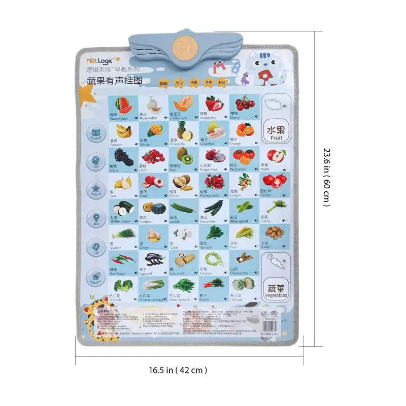 

1pc English Spelling Baby Learning Chart Toy Interactive Poster Educational Toy