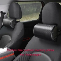 2 pcsset carbon fiber pattern memory pillow with logo for volkswagen vw golf polo automotive interior accessories