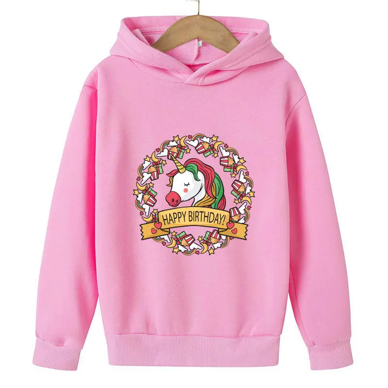 

4-14T Kids Hoodie Unicorn Cotton Girls Sweatshirt Lovely Fun Boys Hoodes Tops Long Sleeve Cute Children Clothes 2021 Teenages