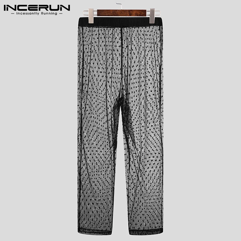 

Для мужчин сетчатые брюки для сна на щиколотке; Пикантная прозрачная Домашняя одежда с эластичной резинкой на талии, для сна, нательное бель...