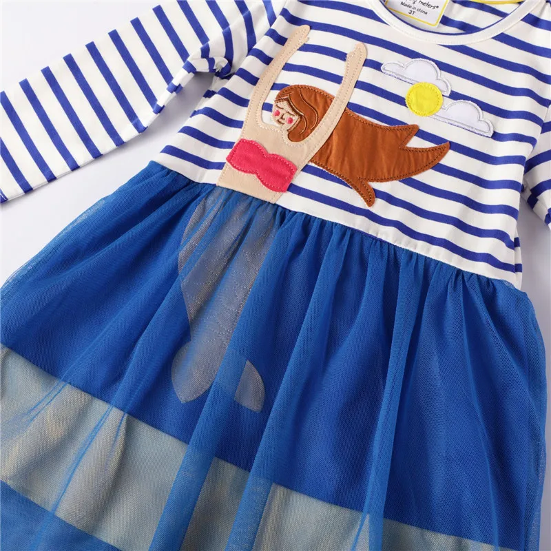

Jumping Meters Top Brand Unicorn Applique Baby Clothes Cotton Tutu Party Girls Dress Cute Autumn Spring Kids Dress