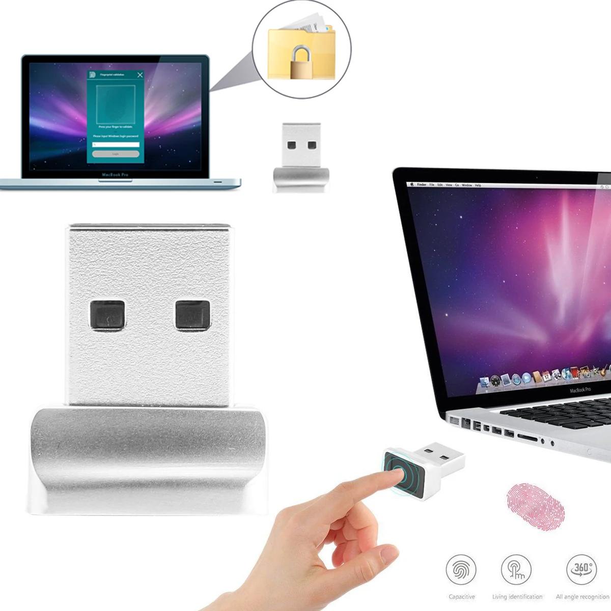 Powstro Алюминиевый мини USB модуль считывания отпечатка пальца для Windows 8 10 сканер