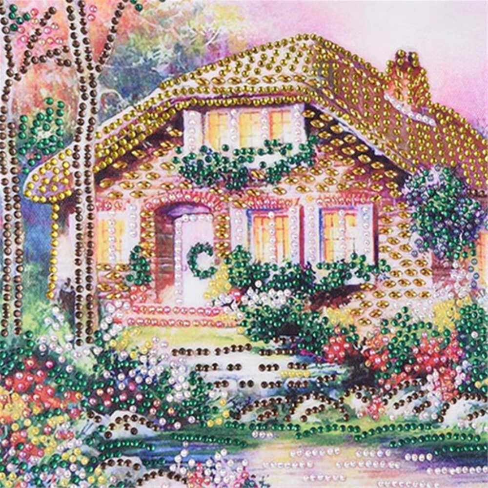 

SJDIYDP Special Shaped Diamond Painting Cross Stitch Tree House River Scenery Landscape Rubik's Cube Embroidery Crystal Painting