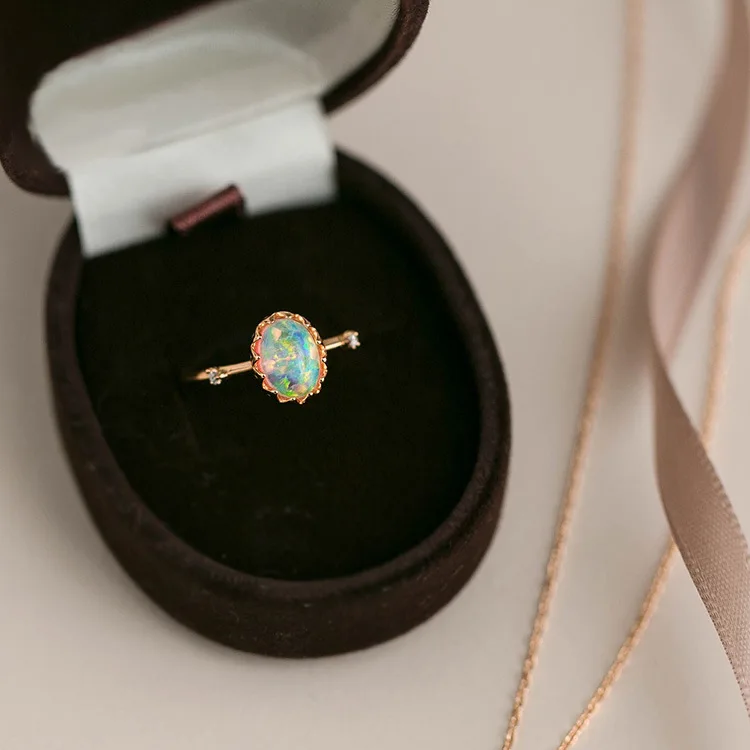 gold ring design MOVESKI 925 Sterling Silver Elegant Vintage Opal Adjustable Ring Women Mother Day Memorial Jewelry stud earrings