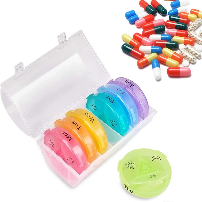 

Weekly Daily Pill Box Organizer 7 Day Drug Vitamin Tablet Medicine Storage Holder Splitter Large Pill Cases Container For Travel