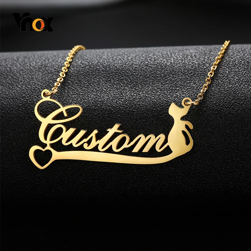 

Vnox Women Elegant Custom Heart Name Necklace Anti Allergy Stainless Steel Nameplate Pendant Gifts for Her Length Adjustable