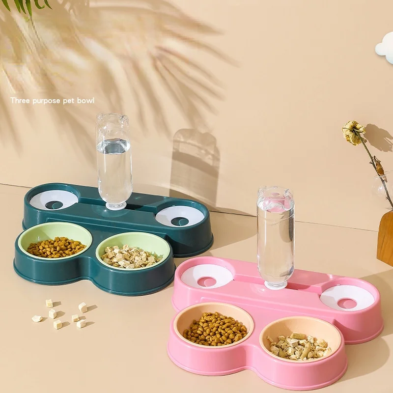 

Multifunctional New Cat Dog Bowl Pet Food Stroage Basin Anti Overturning Pet Automatic Drinking Water Four Bowls Drinking Water
