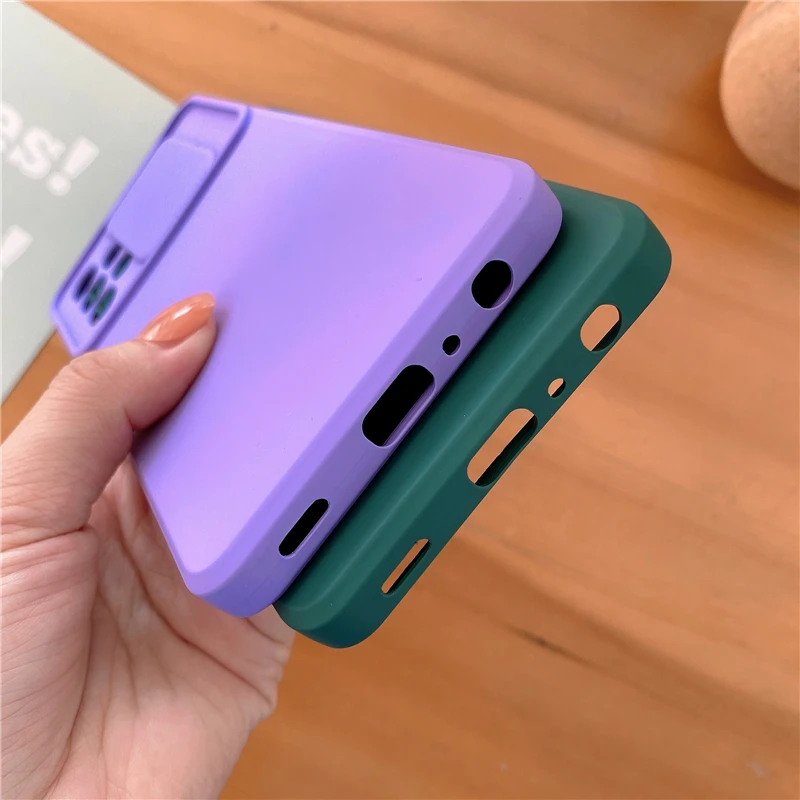 

Slide Camera Lens Protection Shockproof Case For Samsung Galaxy S21 Ultra A72 A52 A42 A71 A51 A32 A21 S20FE Soft Silicone Cover