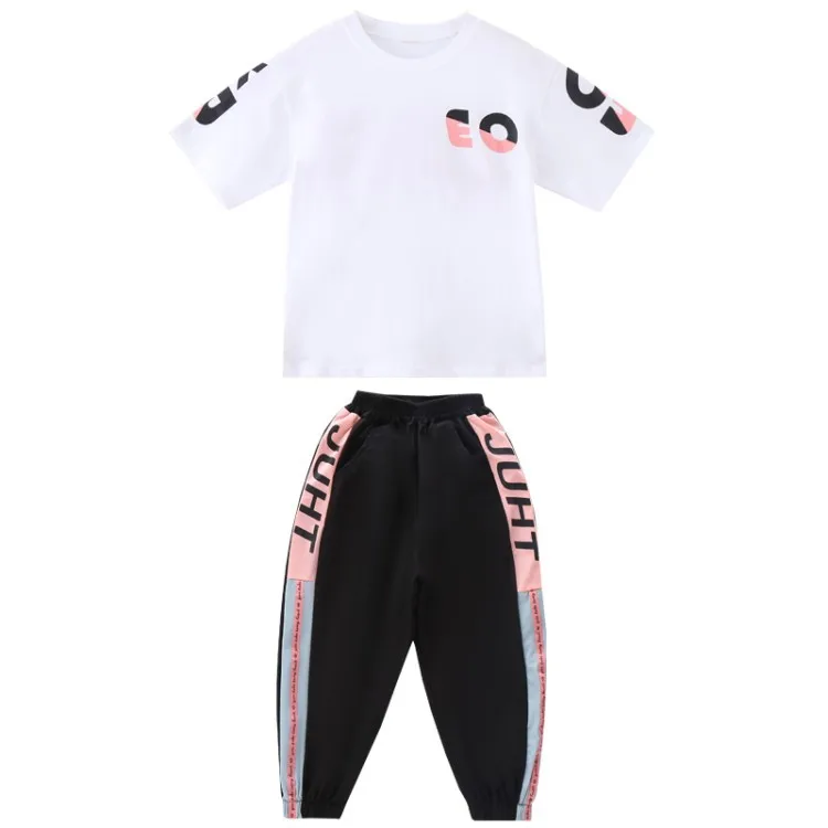 

Girls' Summer Suit 2021 New Girl Short Sleeve Sports Two-Piece Children's Clothing Fashion