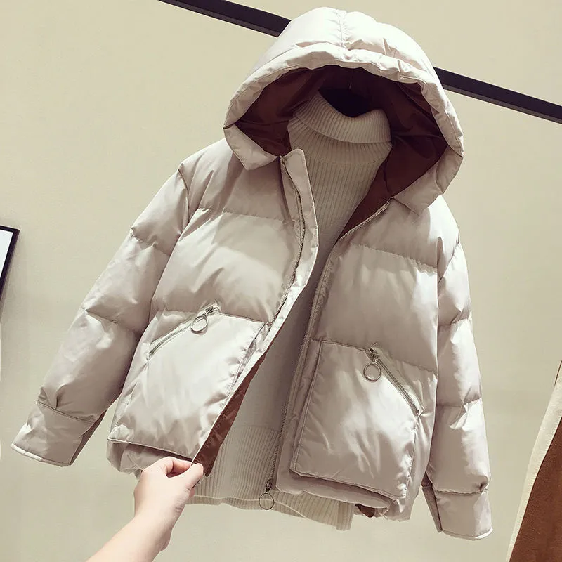 

2021 New Winter Jacket Women Coat Parkas Short Hooded Casual Overcoat Warm Cotton Padded Jacket Parka Female Jacket Outwear