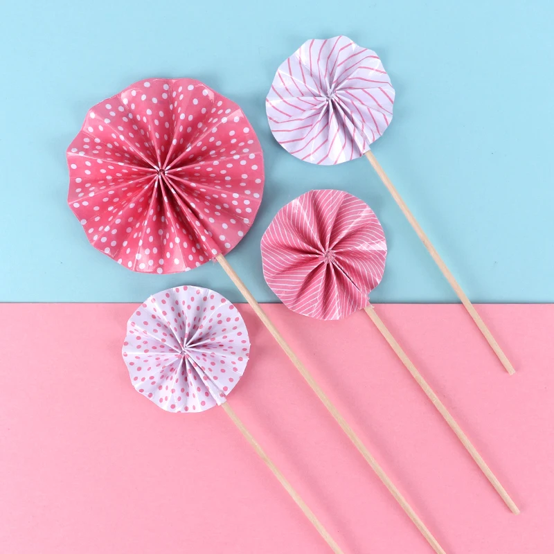 4 шт./лот мини-бумажный веер для торта декорация кексов флаги свадьбы детский день