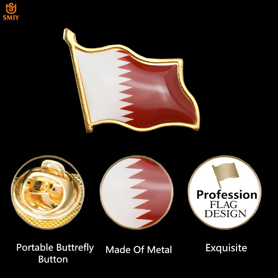 Азиатские поделки Сувенирный значок Катар позолоченный металлический флаг