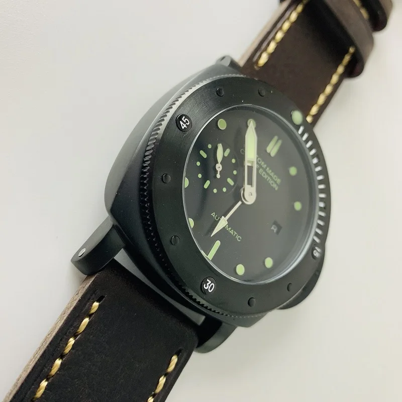 Parnis47mm Sea gull автоматические механические часы мужские GMT чехол из нержавеющей