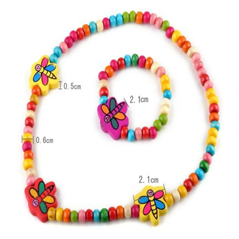 Trendy Girls Wooden Cute Smile Fruit Heart Beads Necklace Bracelet Baby Children Jewelry Set Accessories | Украшения и аксессуары