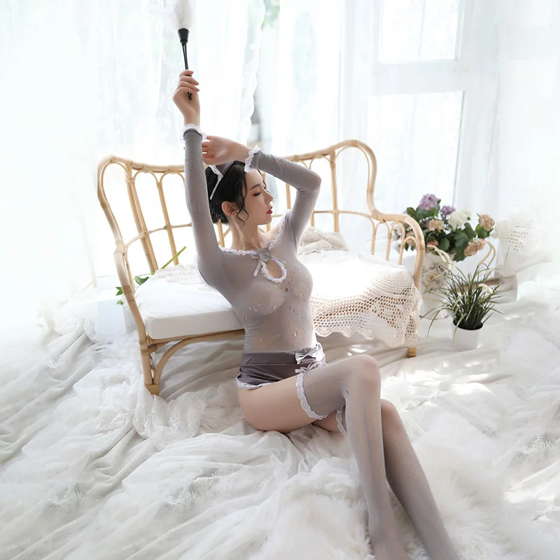 Erotic Costumes for Women Voile Sexy Lingerie Lace Transparent Hollow Silk Bondage Adult Game Female Underwear Babydolls | Тематическая