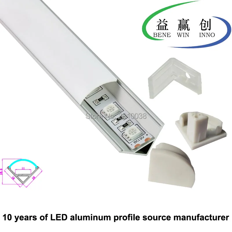 10 x 1M Sets/Lot 60 Degree corner LED aluminum Channel AL6063 anodized led profile Channel for Cabinet or wardrobe lights