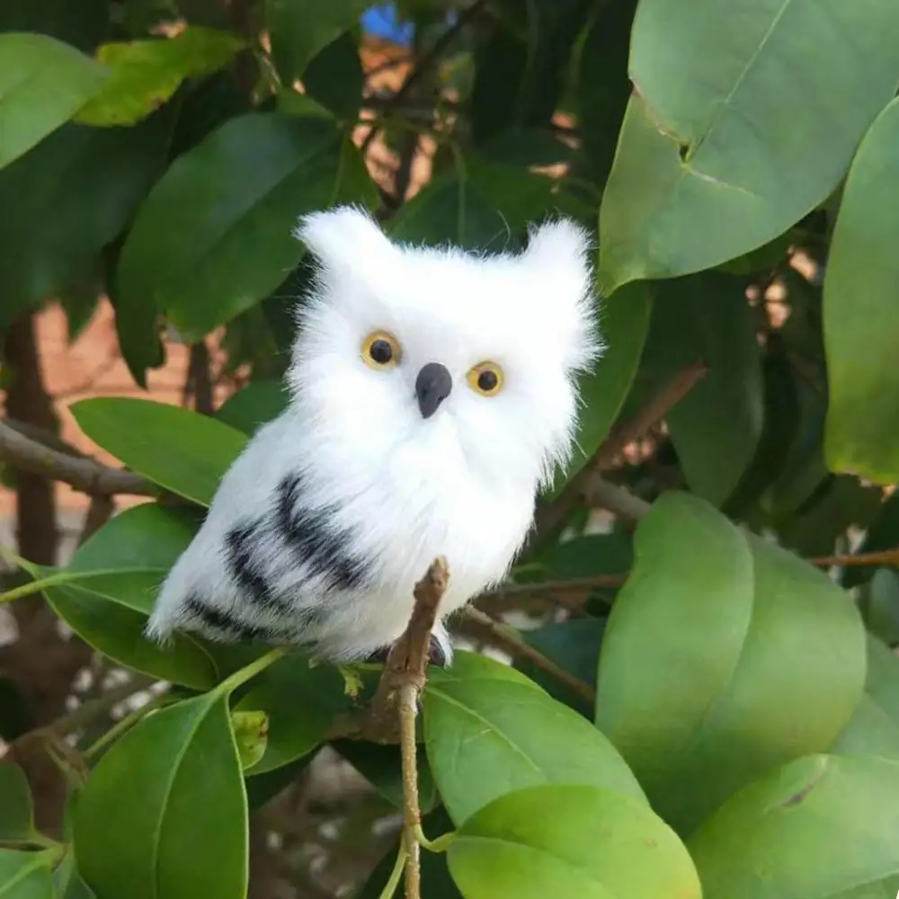 

Lovely Artificial Animal Owl Miniature Plush Toy Garden Ornament Photo Props Adornment Simulation for Home Christmas Trees Decor