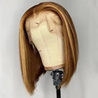 P427 хайлайтер боб парики прямые hd T часть кружева передние человеческие волосы парики для женщин цветные парики человеческие волосы 13x1 Боб кружевной передний парик