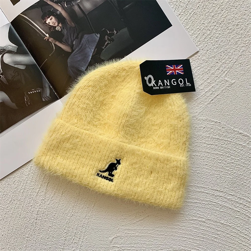 Вязаная шапка Kangol из норкового флиса зимняя новейшая брендовая плюшевая