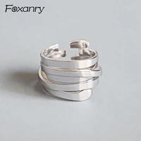 foxanry vintage 925 sterling silver rings for women couples terndy simple multilayer twining party accessories jewelry gifts