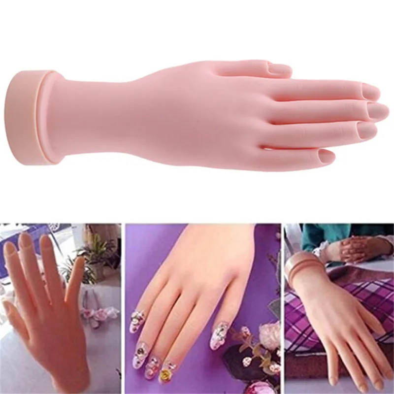 1Pcs Flexible Soft Plastic Flectional Mannequin Model Painting Practice Tool Nail Art Fake Hand for Training Nail Salon