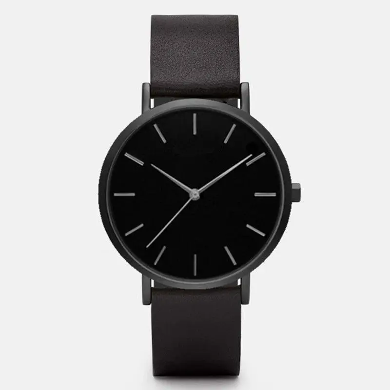 Black Montre Femme Простые Модные женские часы кварцевые часы кожа ремешок женские часы - Цвет: Black