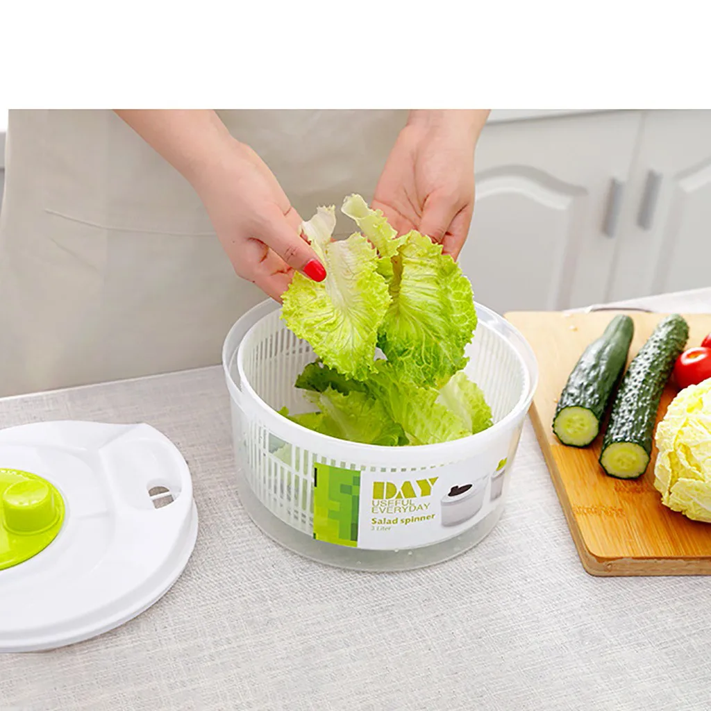 Salad Spinner Lettuce Green Washer Dryer Drain Crisper Strainer for Washing Drying Leafy Fruit Vegetable Kitchen Accessory#s |