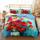 Постельное белье с цветами, набор постельного белья с цветущими маками, модное постельное белье, пододеяльник, наволочка 23 шт., Королевский размер, без простыни