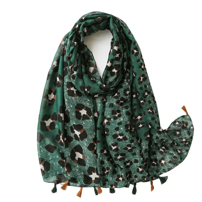 

Leopard Scarves Tassel Viscose Shawl Scarf High Quality Neckerchief Autumn Winter Foulards Muslim Hijab Sjaal Wrap Pashmina