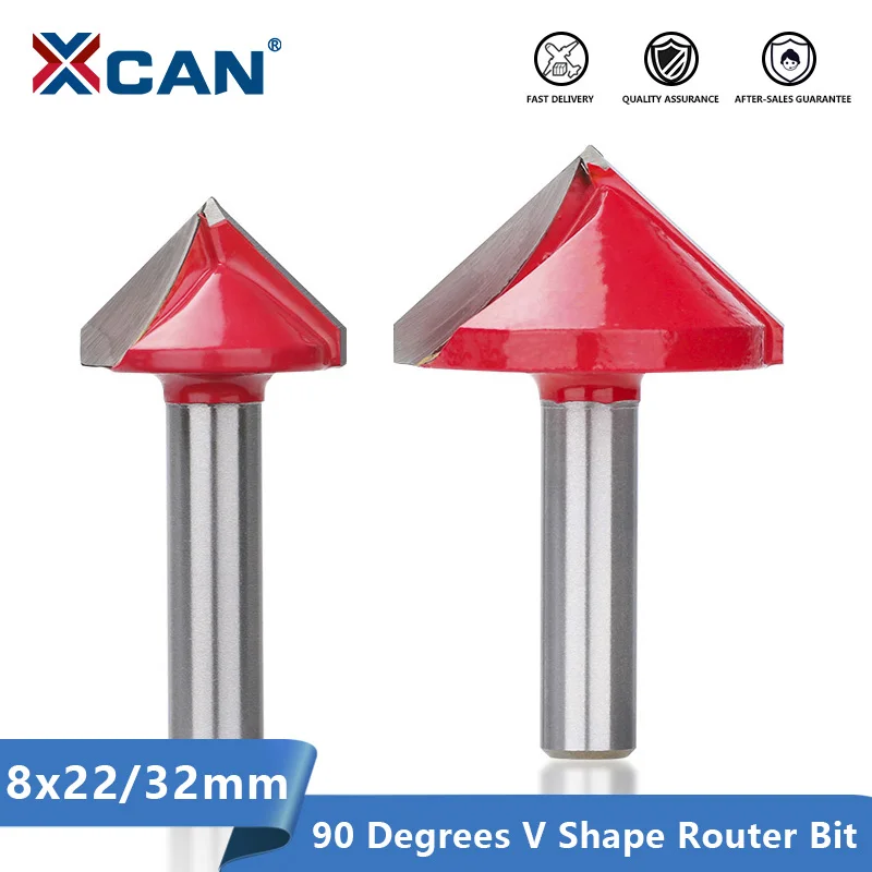XCAN фрезы для древесины 8 мм хвостовик V Форма 3D Гравировальный Бит 90 градусов