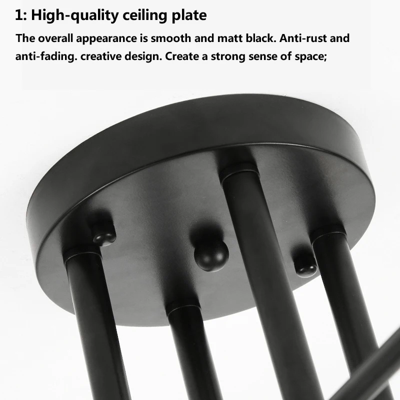 $28.58 Nordic LED Living Room Chandelier Dining Room Bedroom Room Black Branch Creative Light Luxury Simple E27 Bulb Ceiling Lamp