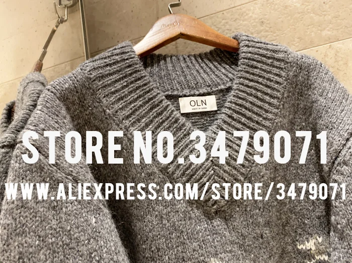 Ladies Duck Pattern V-neck Turtleneck Knit Autumn Winter High Quality Cashmere Wool Blend Casual Women's Loose Sweater