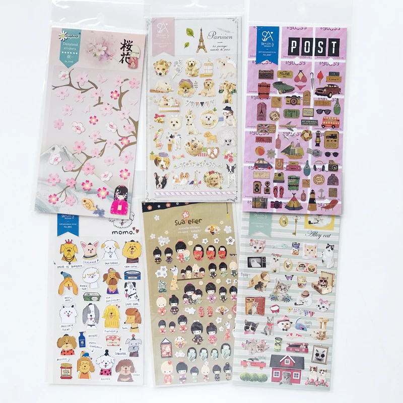 1 лист/упаковка милые японские куклы Сакура кошки стикер собака альбом дневник