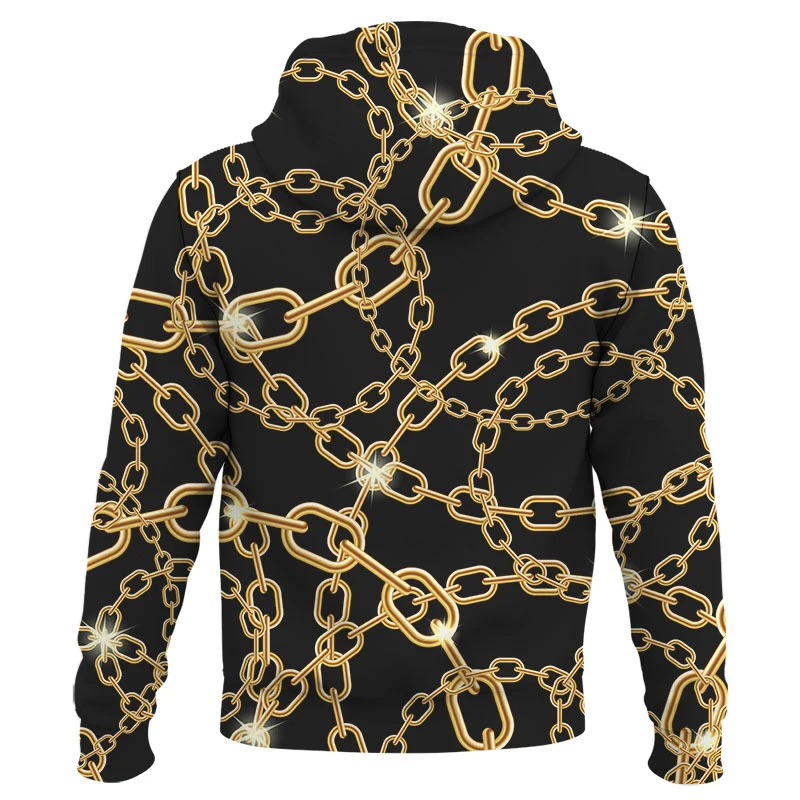 

2021 New Retro Style Iron chain Zipper Hoodies 3D Printed Hooded Sweatshirt For Men & Women Fashion hot Streetwear Tops