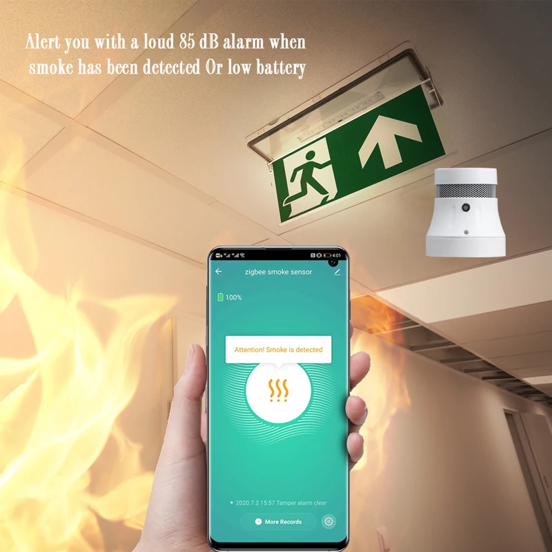 Пожарная сигнализация Tuya Zigbee 3 0 детектор дыма для умного дома
